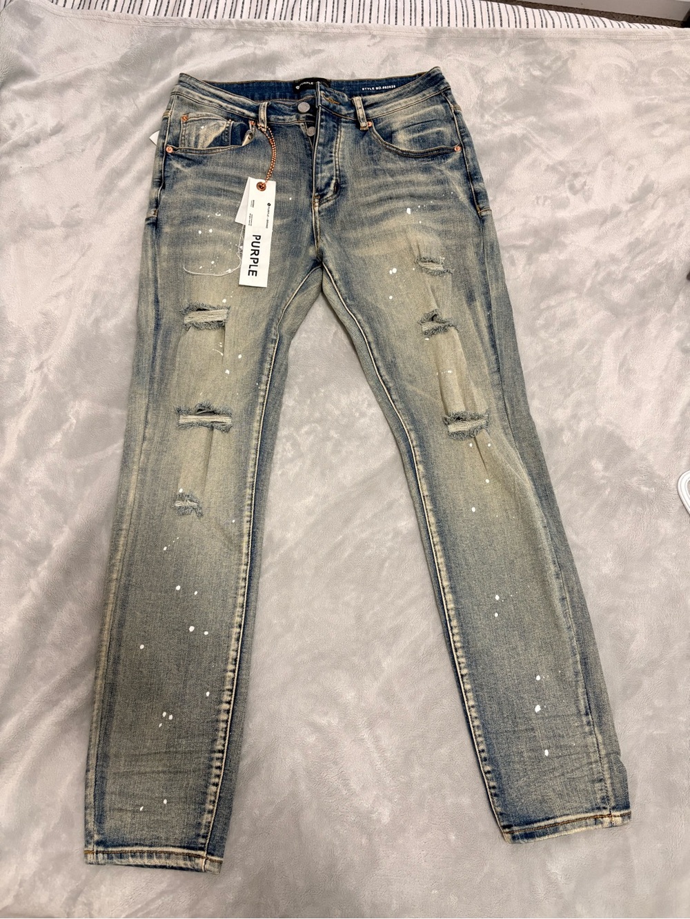 Purple Brand Distressed Jeans in Faded Blue